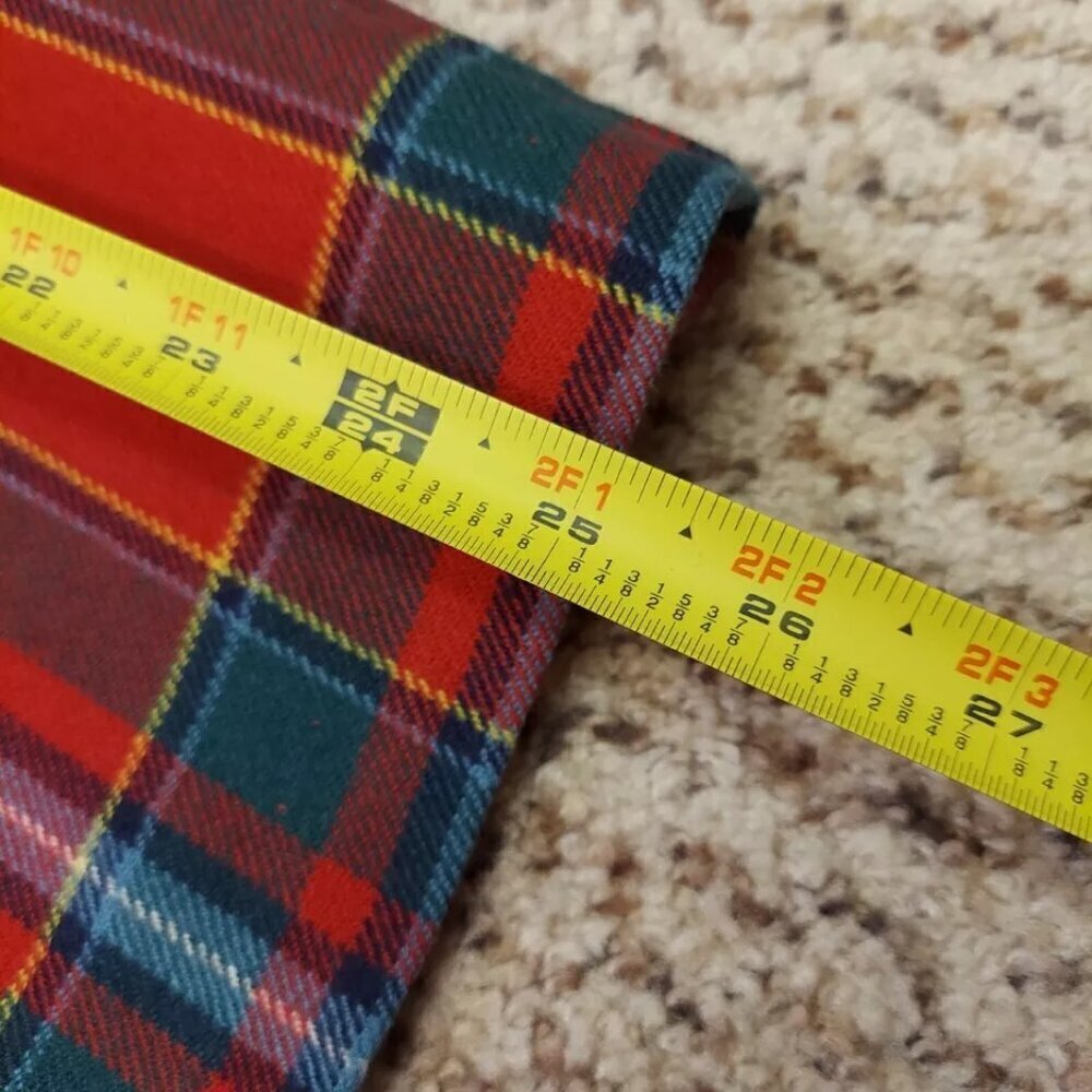 Vintage Charter Club 100% New Pure Wool Plaid Mini Pencil Skirt 14 Lined Red - Picture 6 of 12